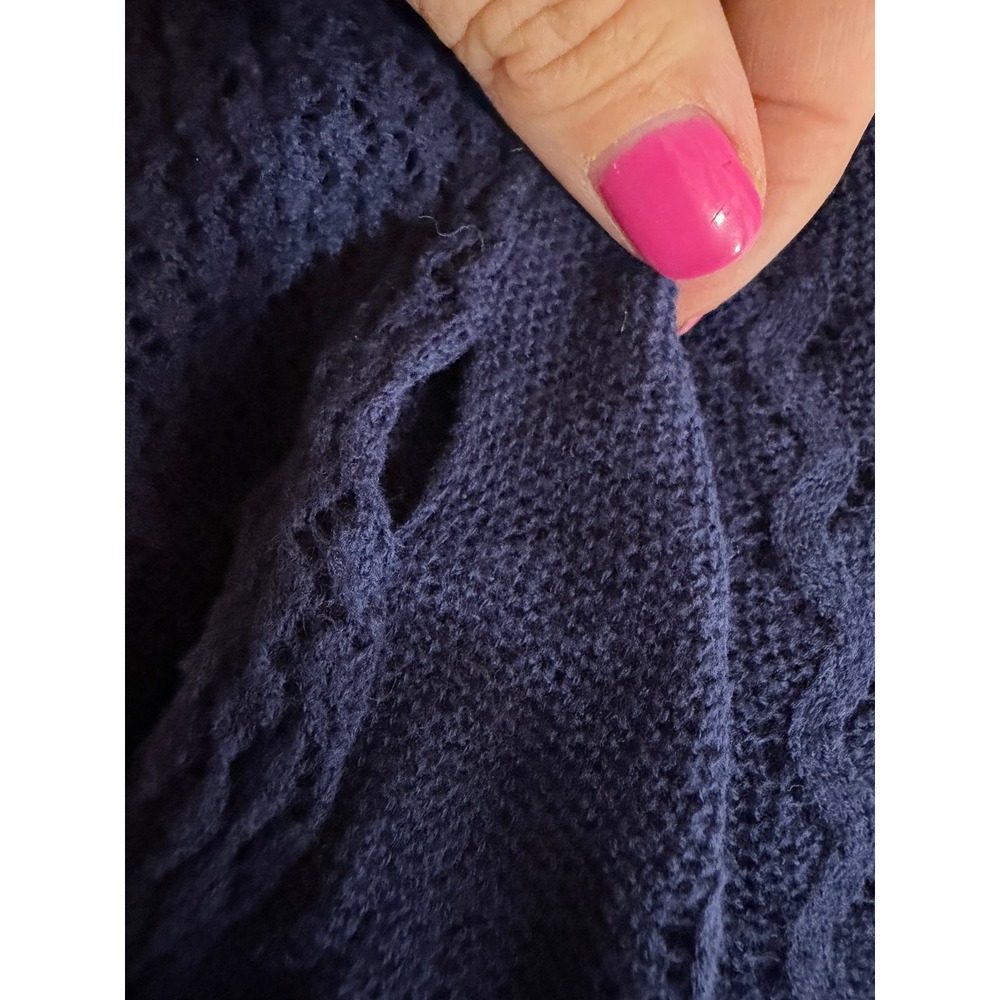 Motherhood Maternity Navy Blue Pointelle Cable Knit Open Front Cardigan Large - Picture 6 of 7